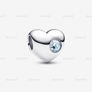 Pandora Engravable Sea Aqua Blue Stone Heart Charm
